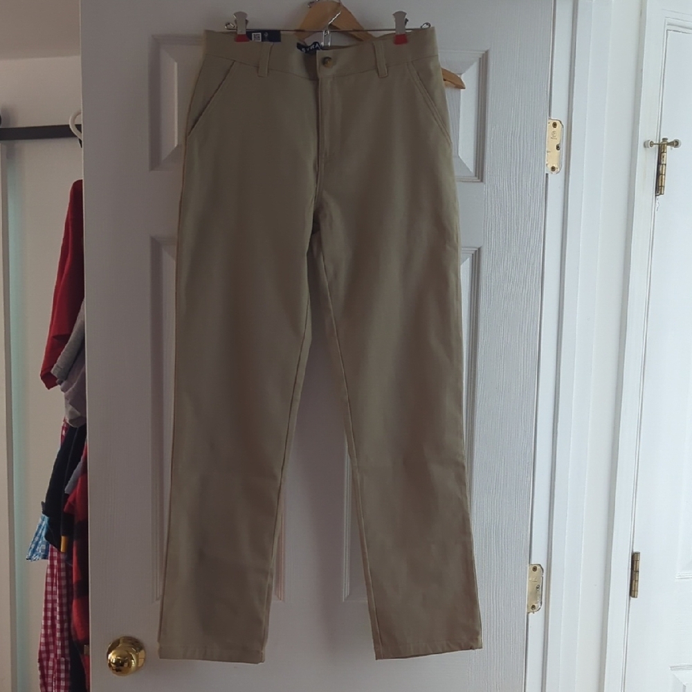 Tan Straight Leg Pants with Relaxed Fit